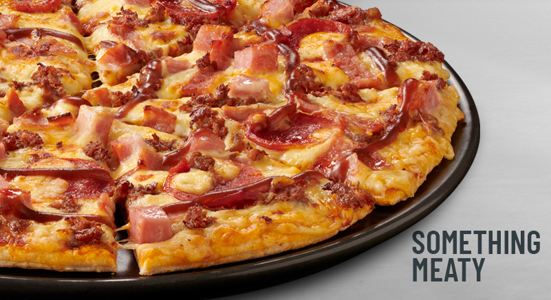 Something meaty pizza - Beef salami, macon, ground beef, BBQ sauce